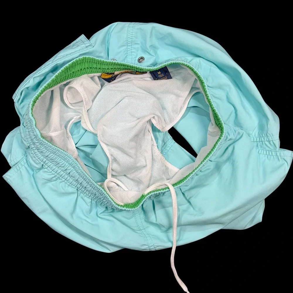 Polo Ralph Lauren Men's Teal Green Mesh Lined Swim Trunks Mid Rise Drawstring M